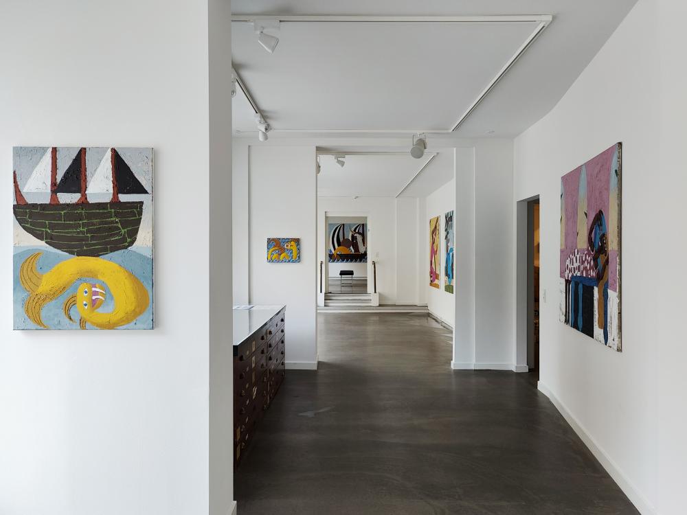 Installation view of the 2022 exhibition "Bedtime Stories" by Ralf Kokke at Hans Alf Gallery